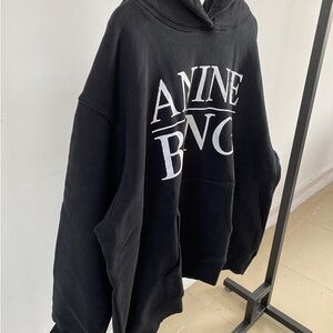 Anine Bing Black Hoodie with White Logo